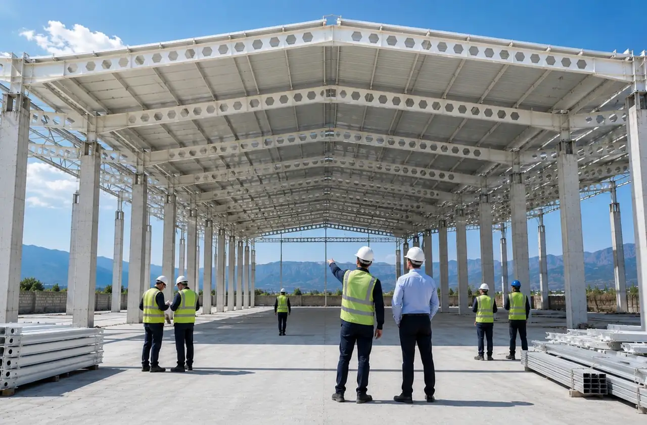 Delikli çelik kirişli çatı taşıyıcı sistemi
